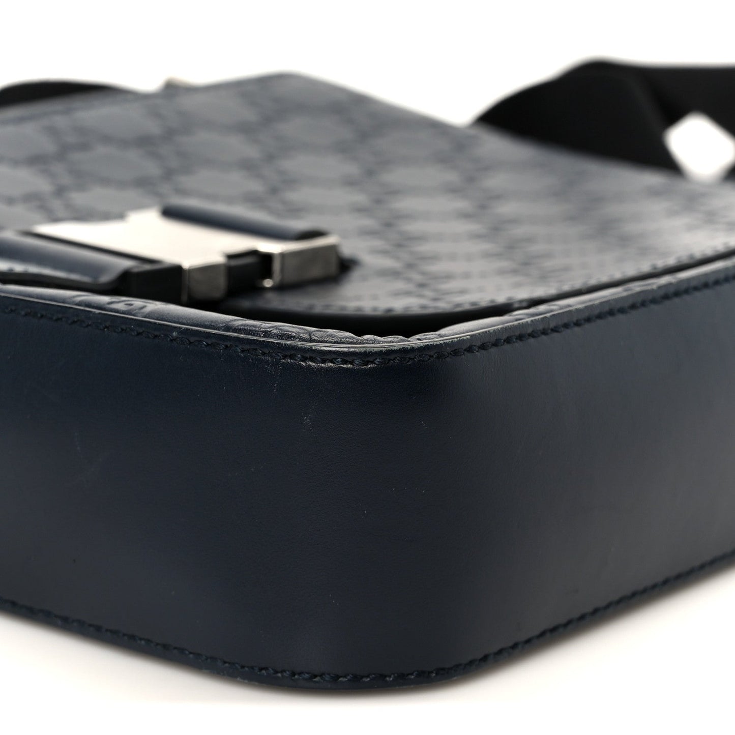 Guccissima Signature Single Buckle Flap Messenger Bag Navy