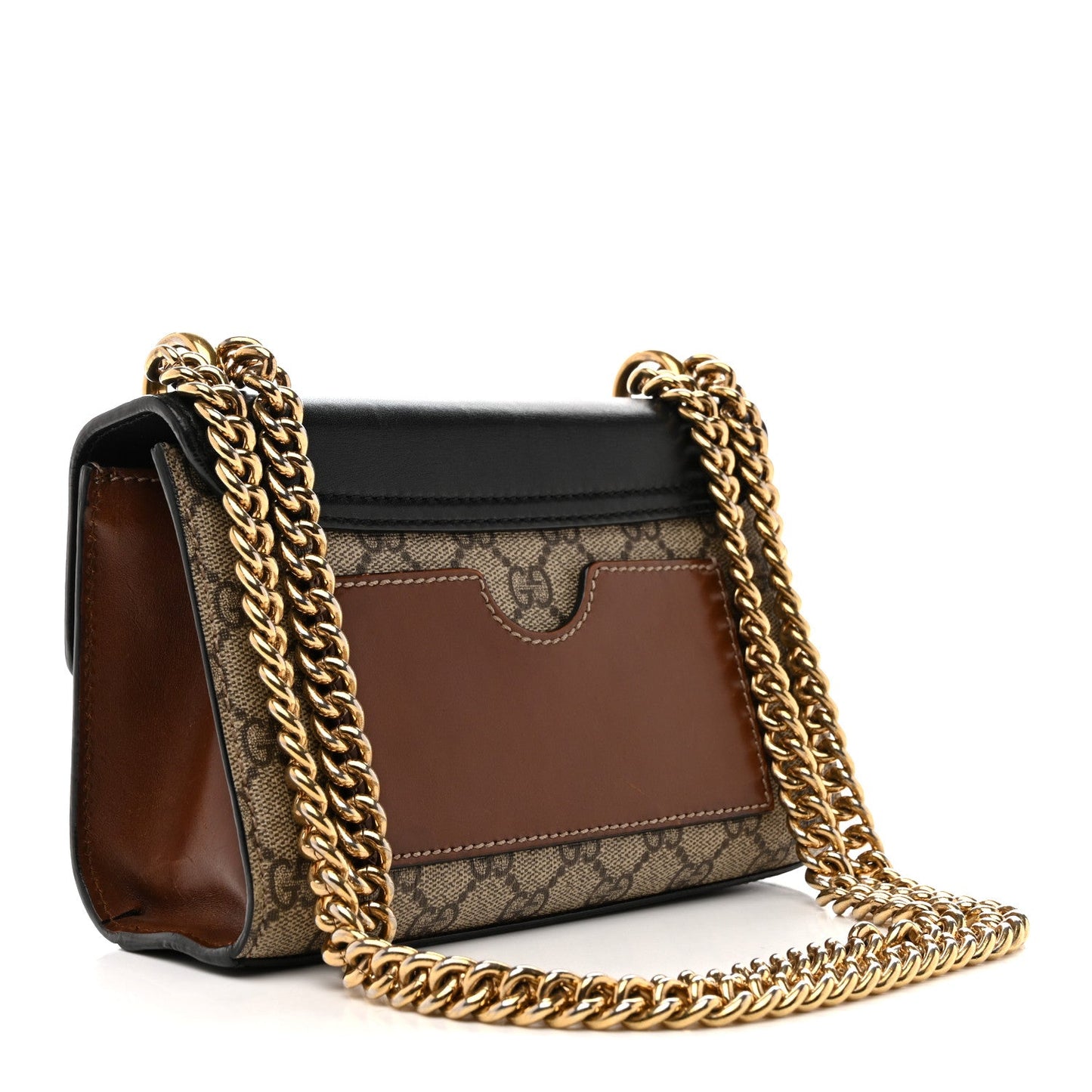 GG Supreme Monogram Calfskin Small Padlock Shoulder Bag Beige Black Cuir