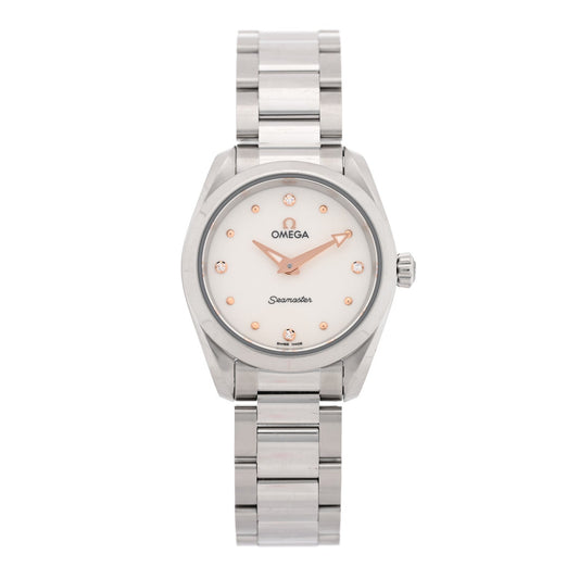 Stainless Steel Diamond 28mm Seamaster Aqua Terra Quartz Watch Silver 220.10.28.60.54.001