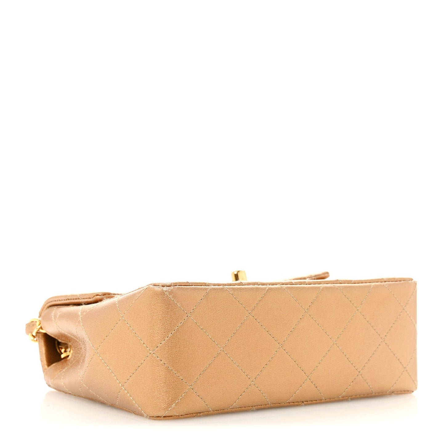 Metallic Lambskin Quilted Mini Square Flap Bronze