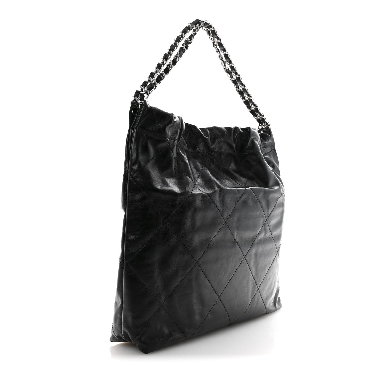 Shiny Calfskin Quilted Chanel 22 Black