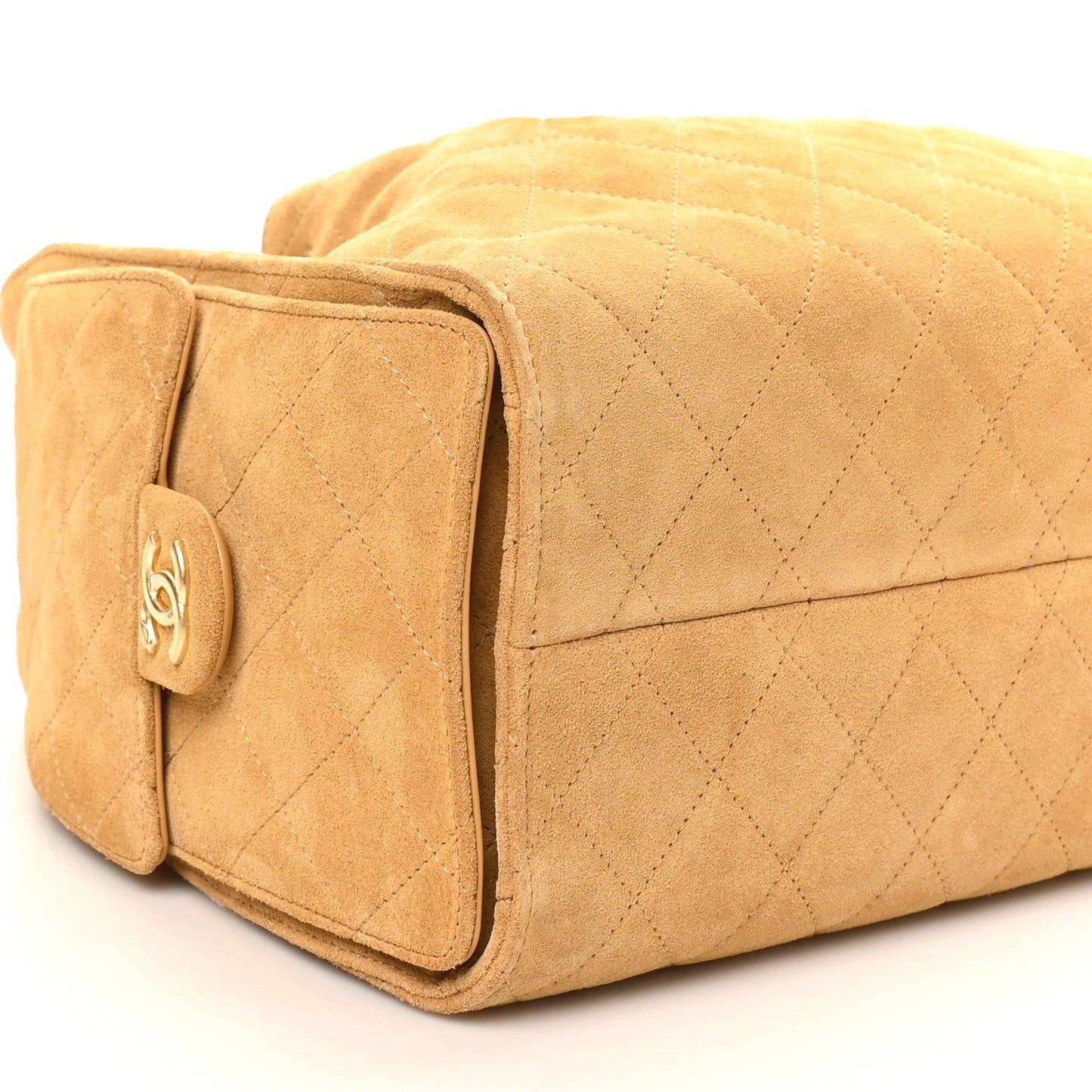 Suede Quilted Small Chanel 25 Handbag Beige