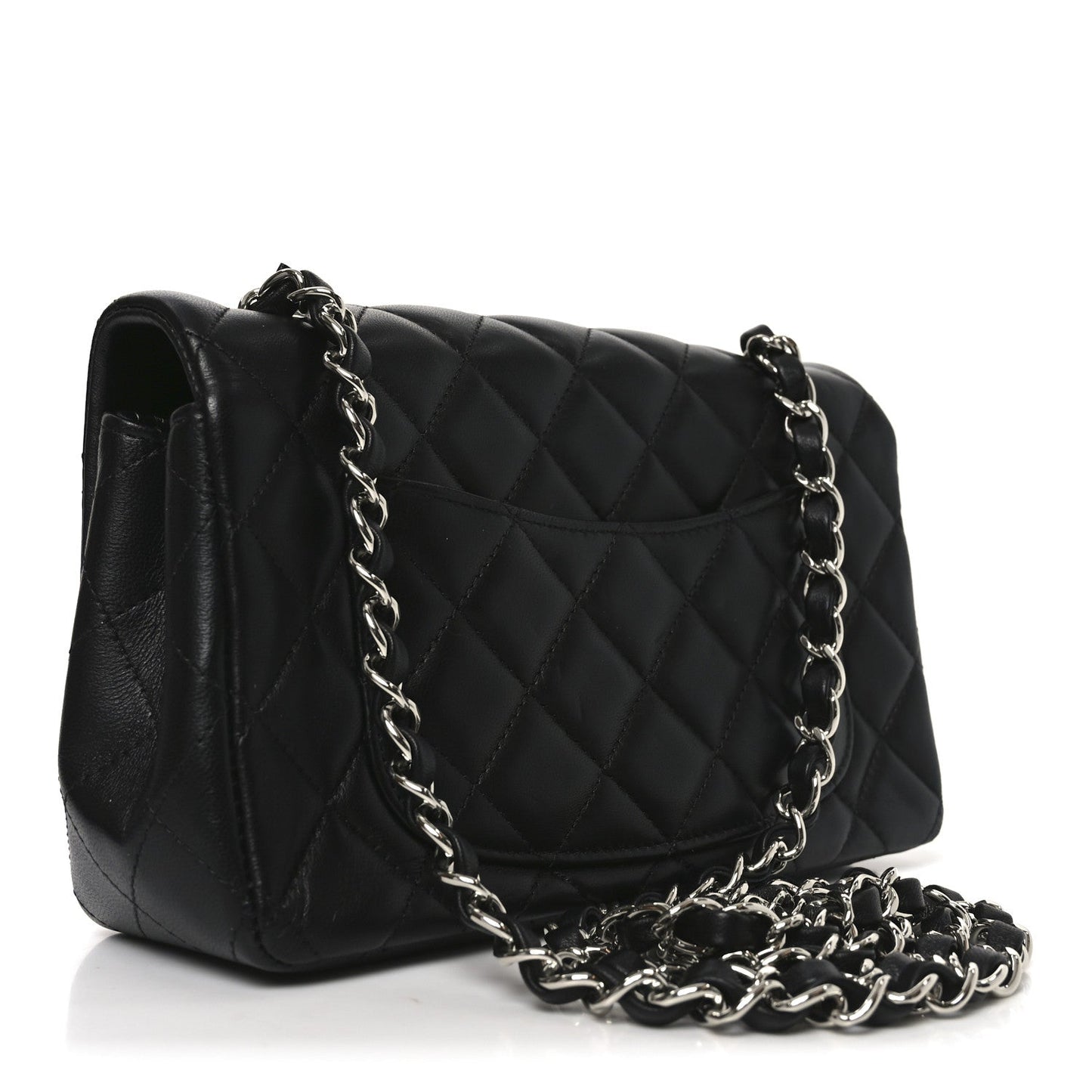 Lambskin Quilted Mini Rectangular Flap Black