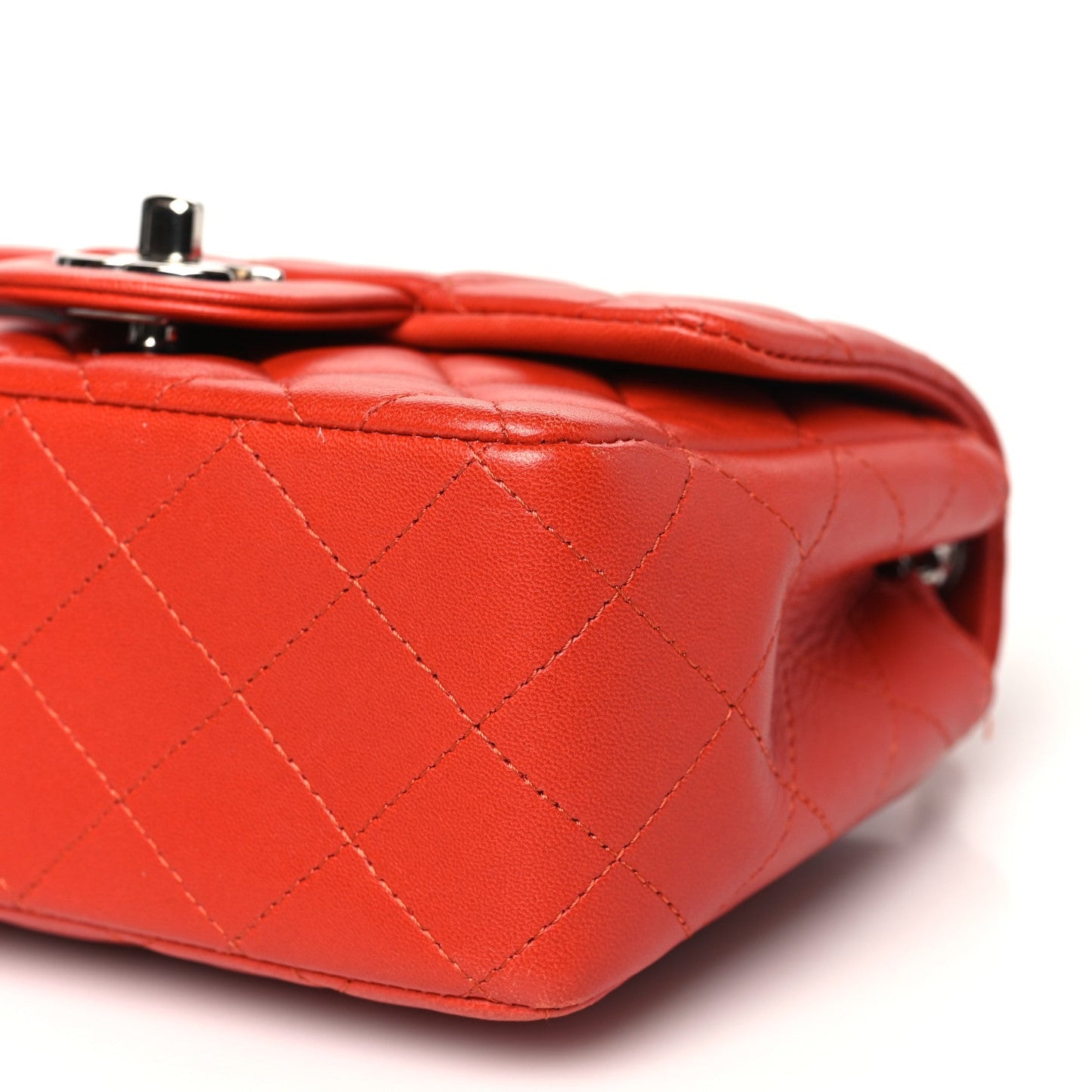 Lambskin Quilted Mini Square Flap Orange