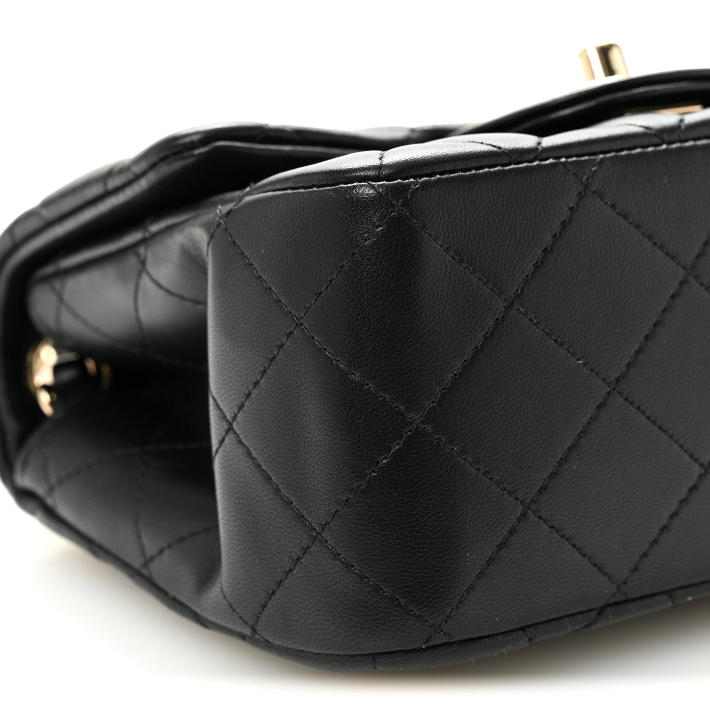 Lambskin Quilted Mini Square Flap Black
