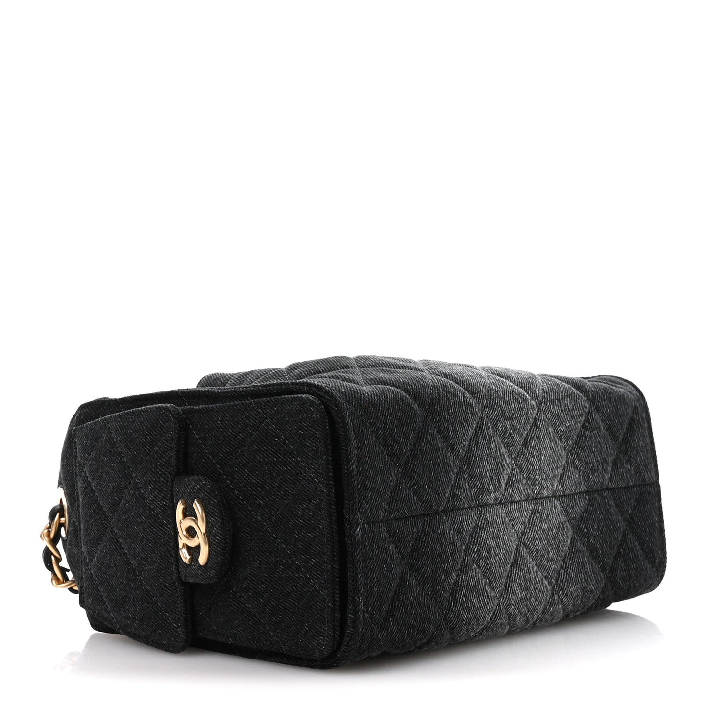 Washed Denim Quilted Mini Chanel 25 Handbag Black