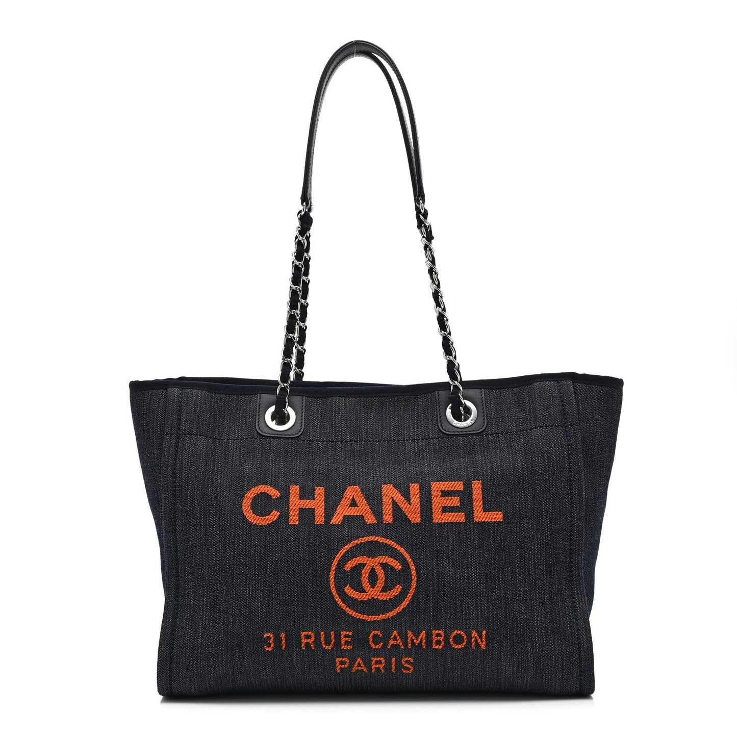 Denim Small Deauville Tote Blue Orange