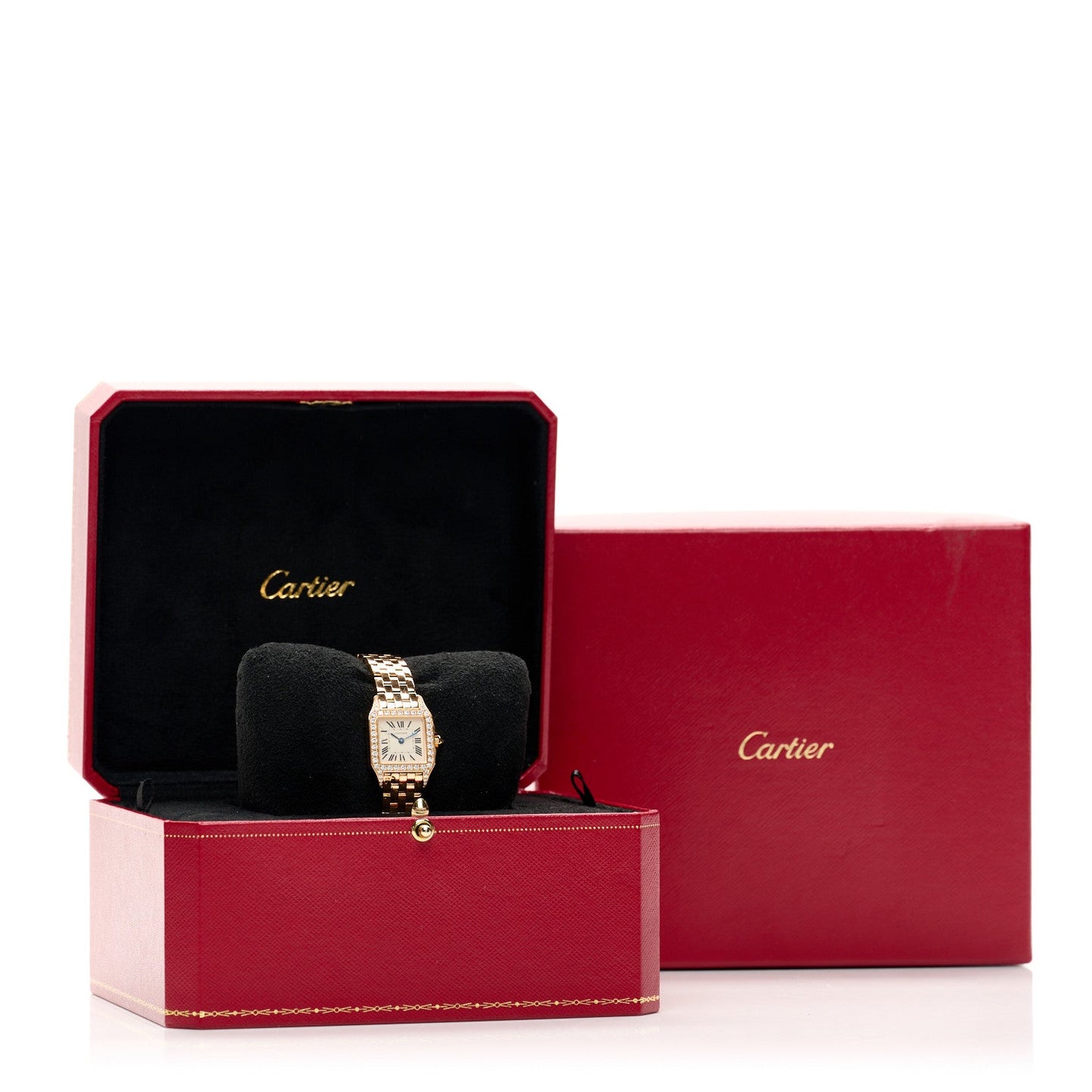 18K Pink Gold Diamond Bezel 20mm Santos Demoiselle Quartz Watch