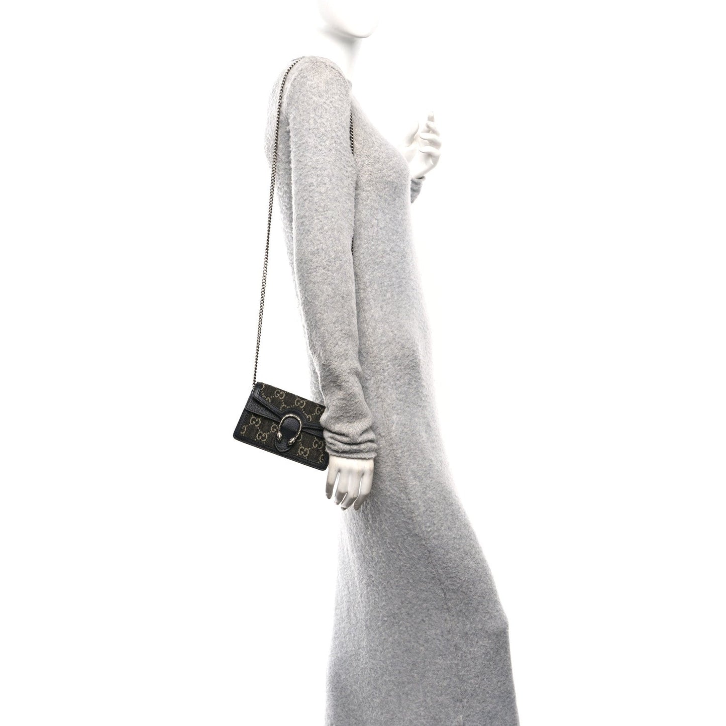 Jacquard Black Denim GG Monogram Super Mini Dionysus Shoulder Bag Black Ivory
