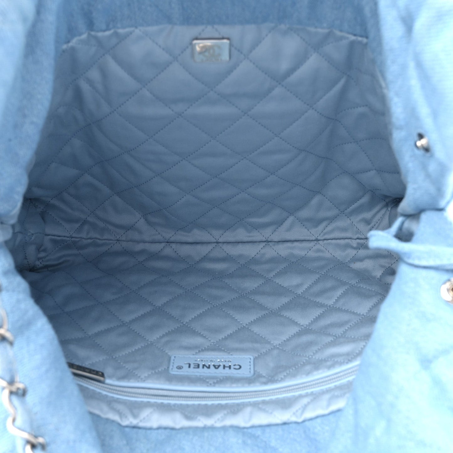 Denim Quilted Chanel 22 Light Blue