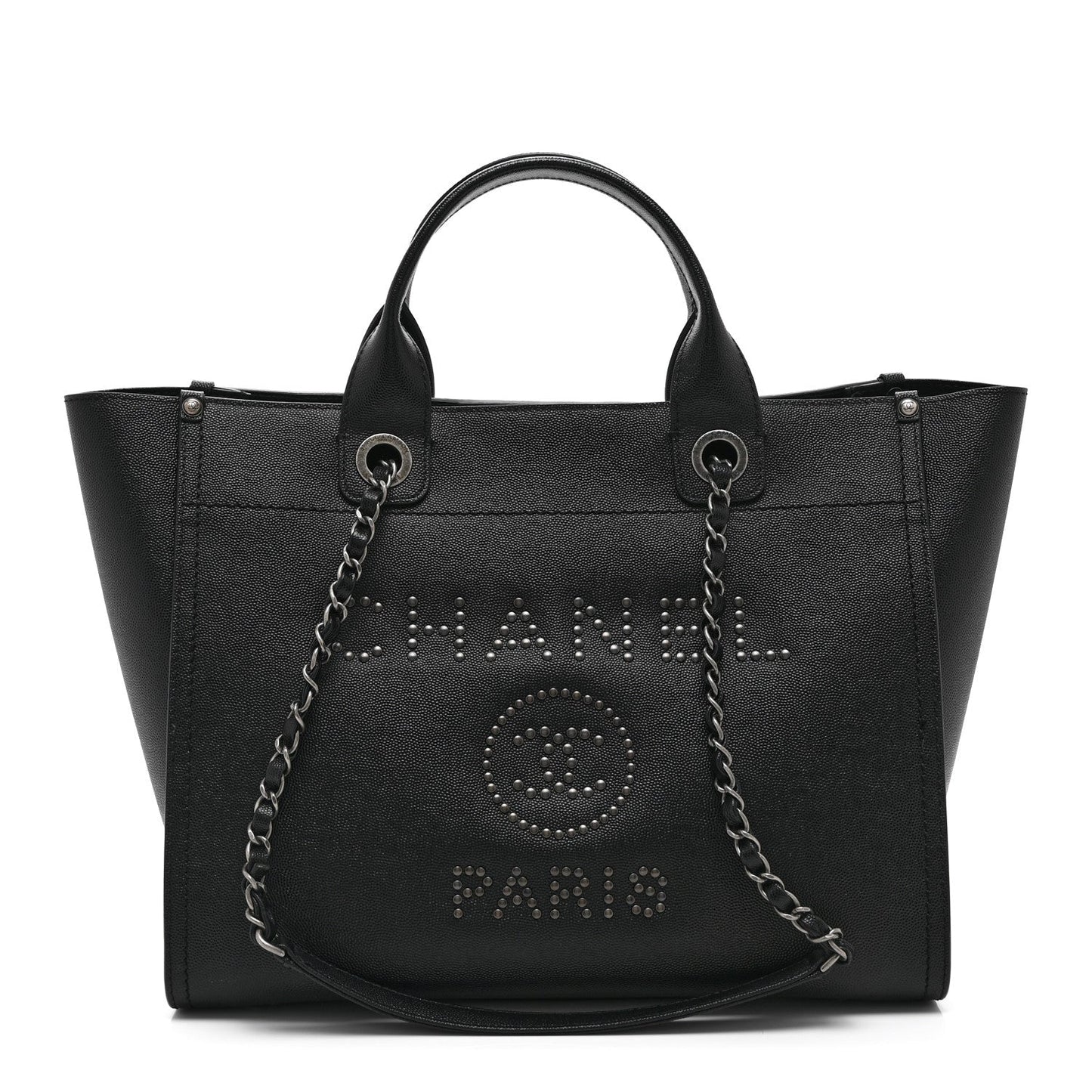 Caviar Small Studded Deauville Tote Black