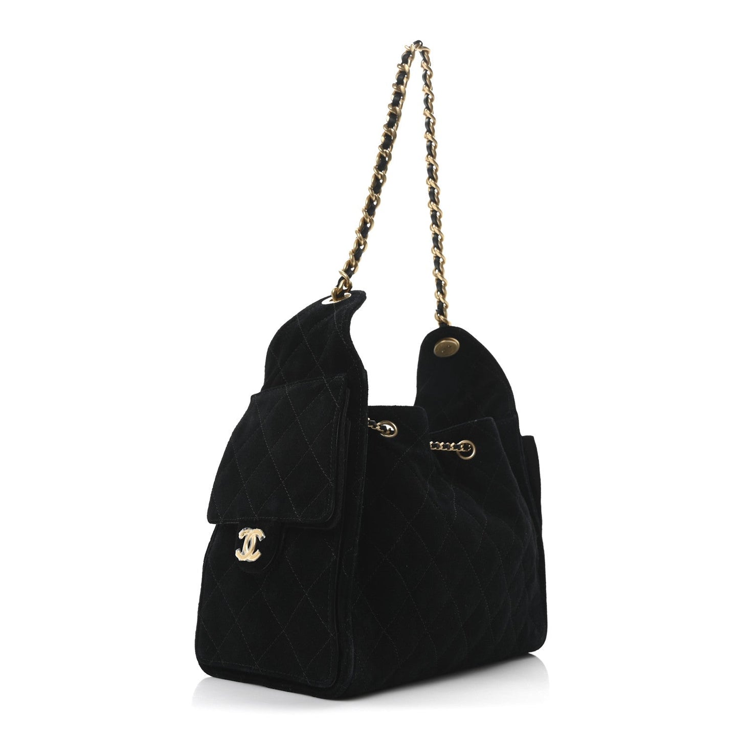 Suede Quilted Small Chanel 25 Handbag Black