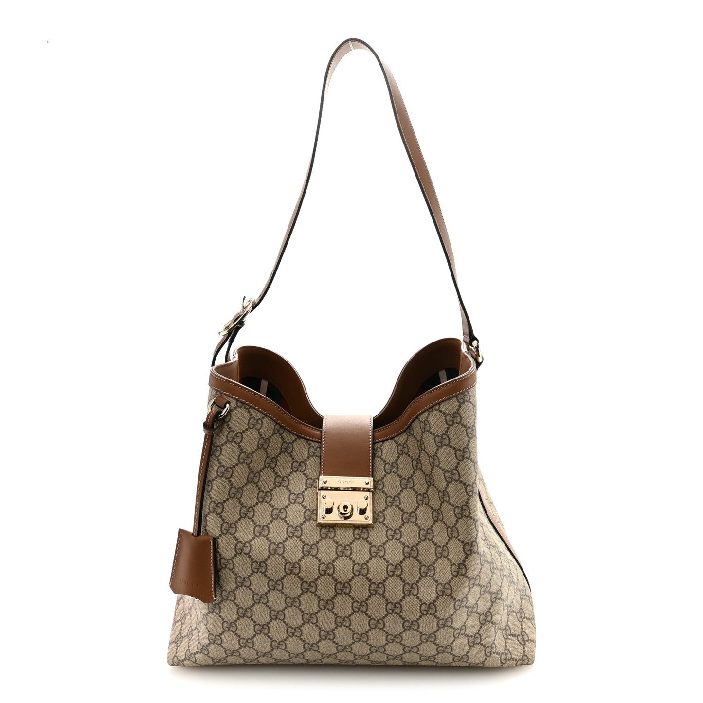 GG Icon Monogram Padlock Shoulder Bag Beige Dark Brown