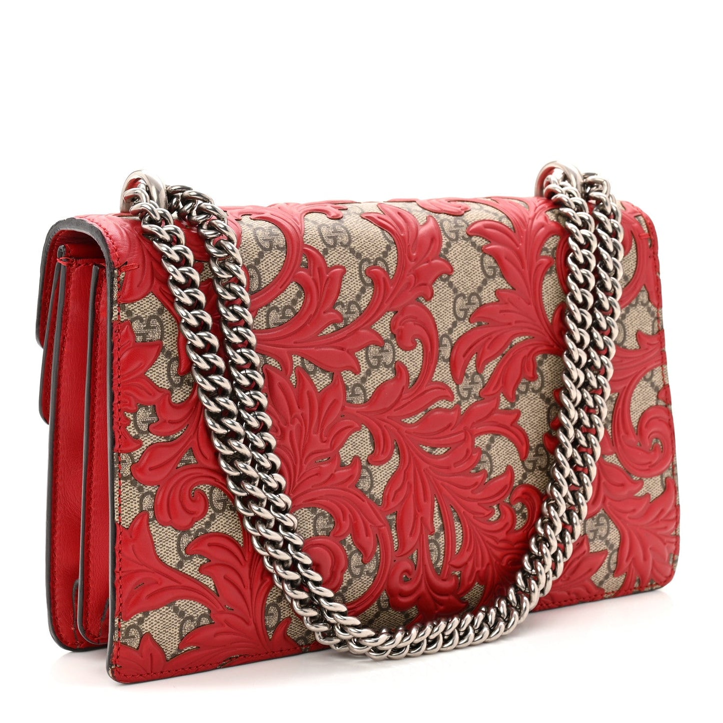 GG Supreme Monogram Arabesque Dionysus Shoulder Bag Hibiscus Red