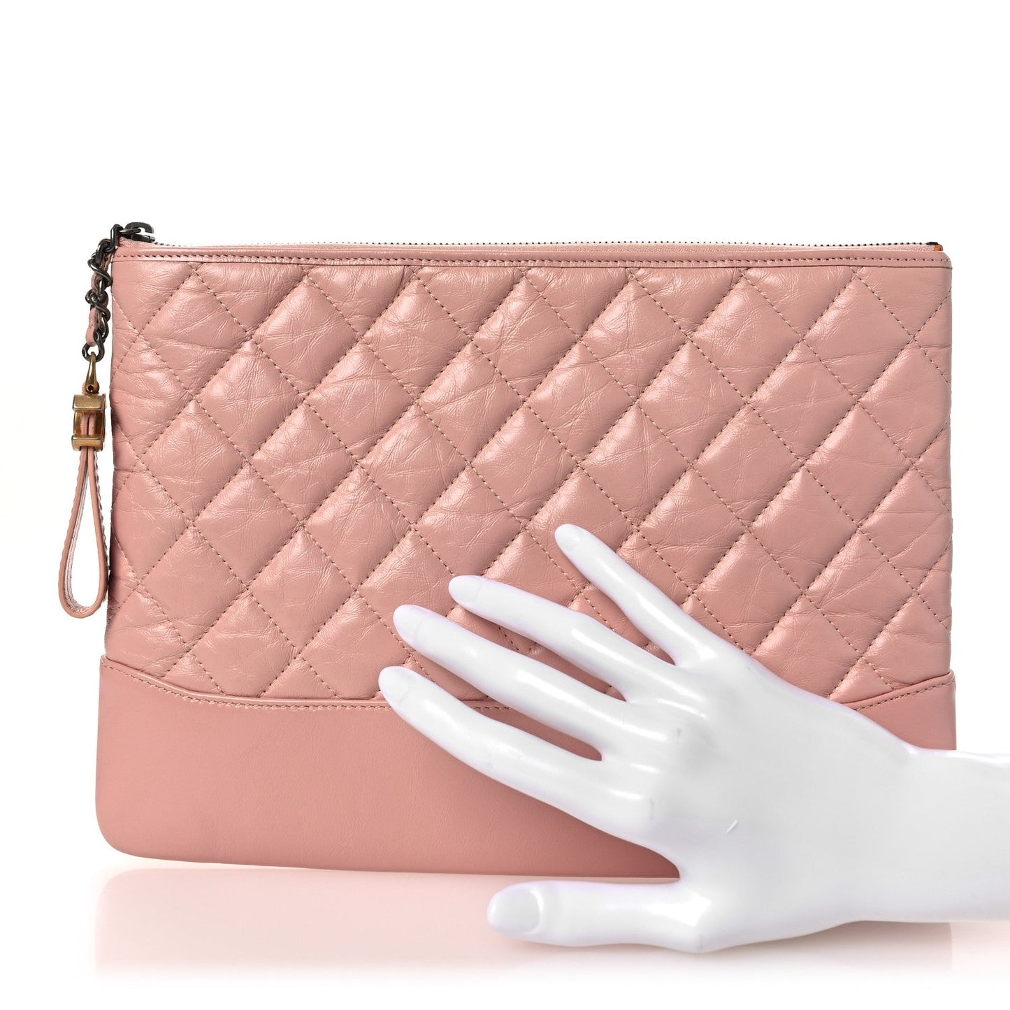 Aged Calfskin Quilted Medium Gabrielle Cosmetic Case Pink