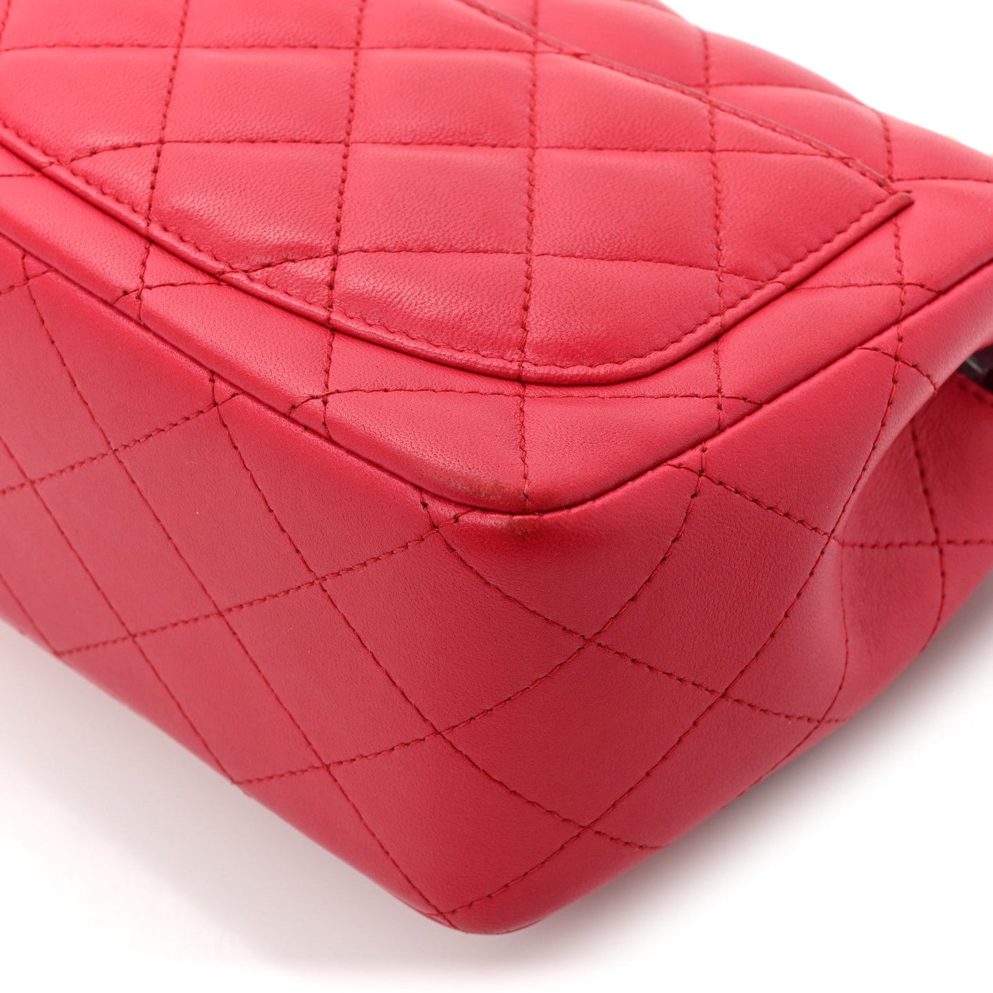 Lambskin Quilted Mini Square Flap Dark Pink