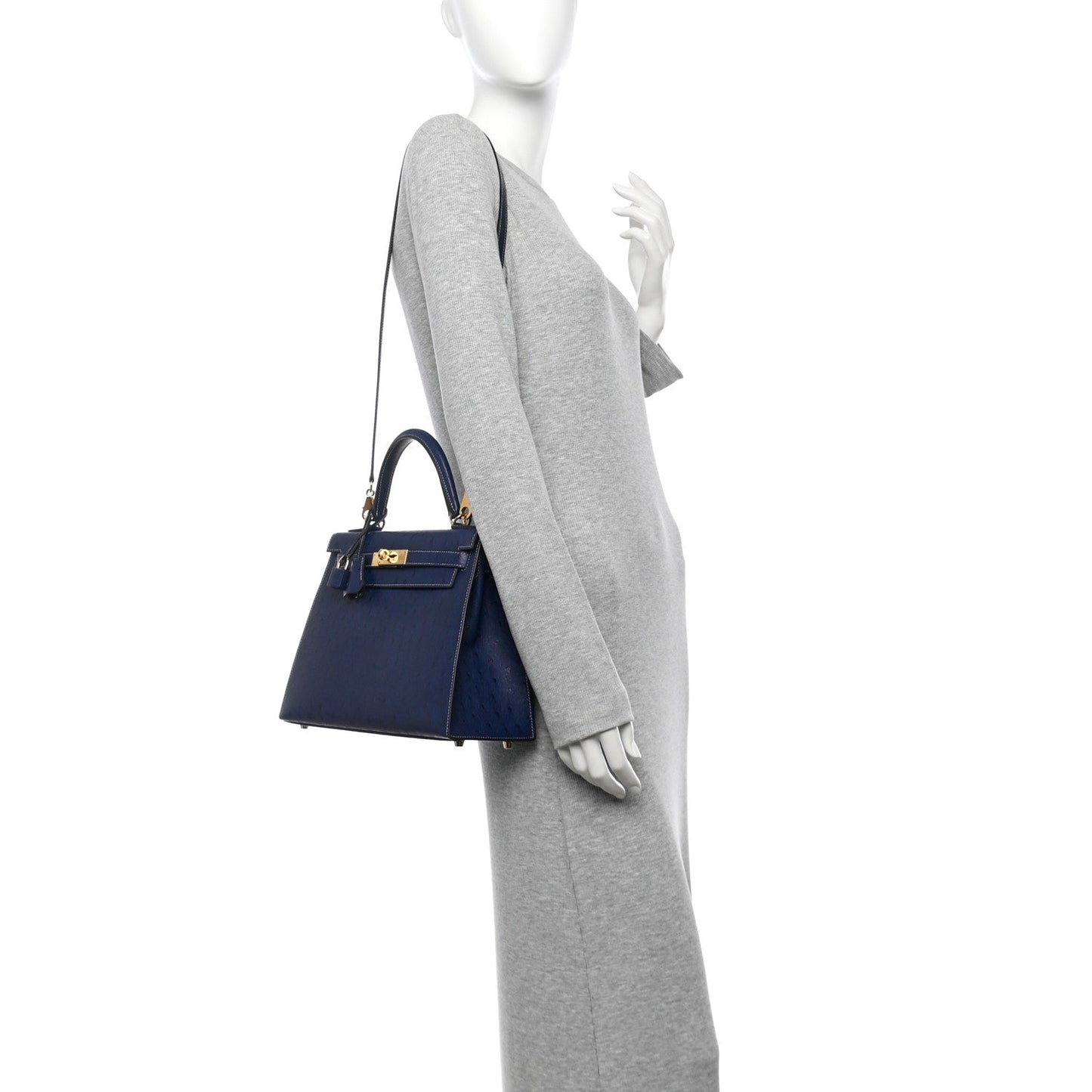 Ostrich Horseshoe Kelly Sellier 28 Bleu Iris
