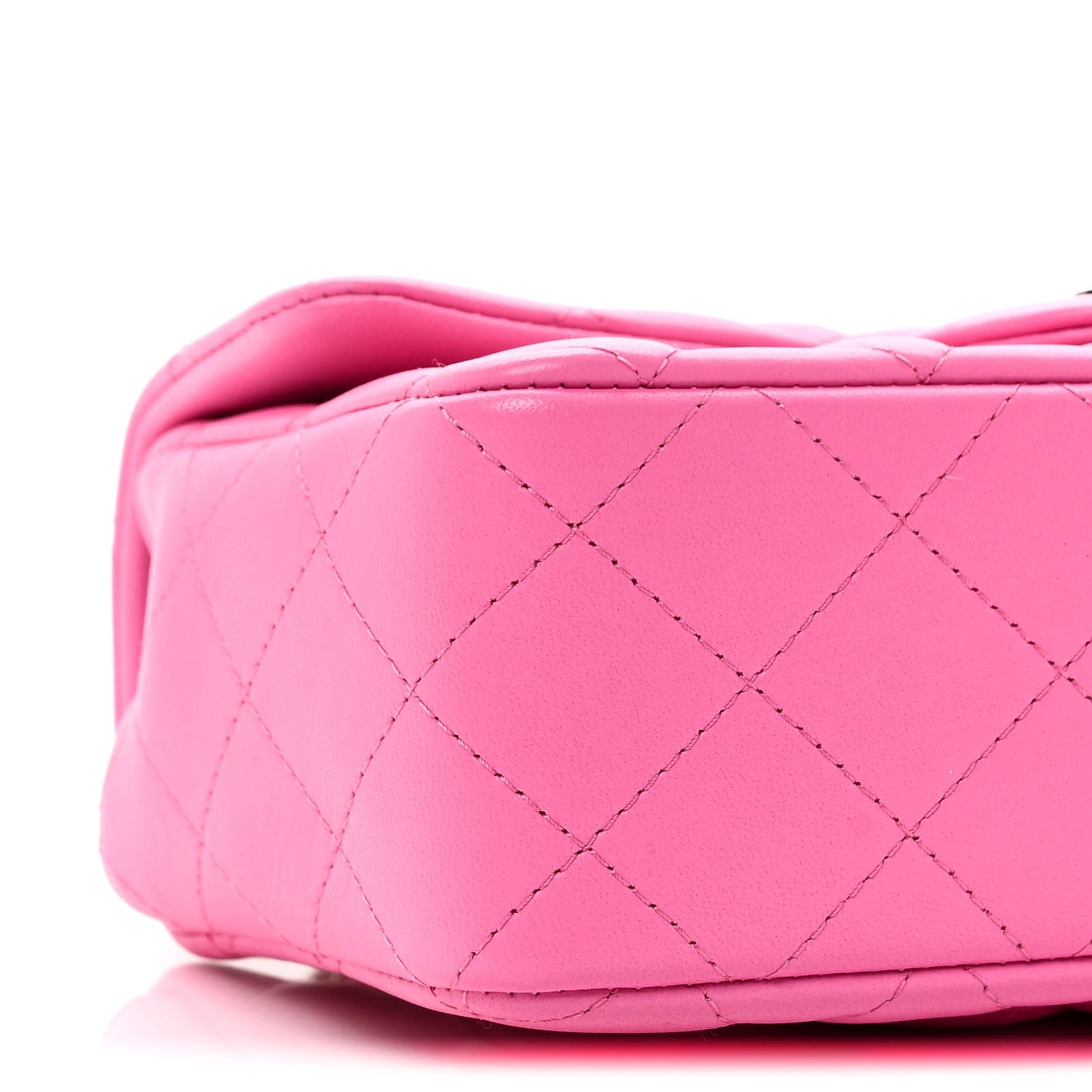 Lambskin Quilted Mini Rectangular Flap Neon Pink