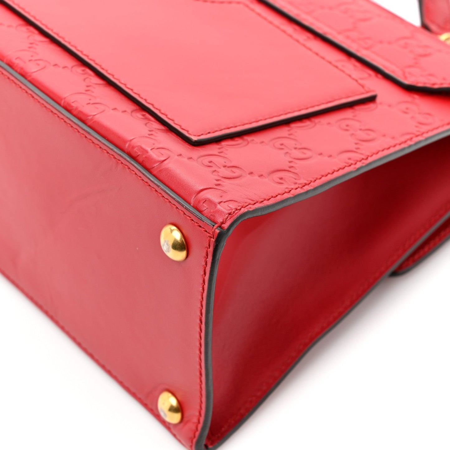 Guccissima Signature Small Padlock Top Handle Bag Hibiscus Red