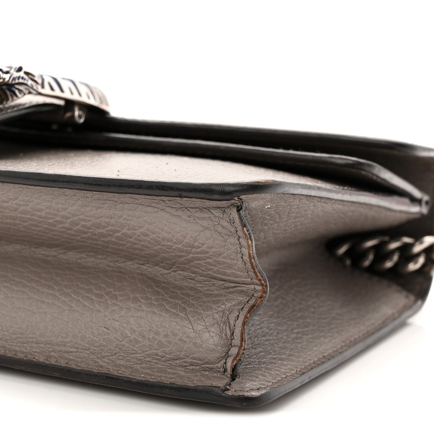 Dollar Calfskin Enamel Small Dionysus Shoulder Bag Dusty Grey Electric Blue