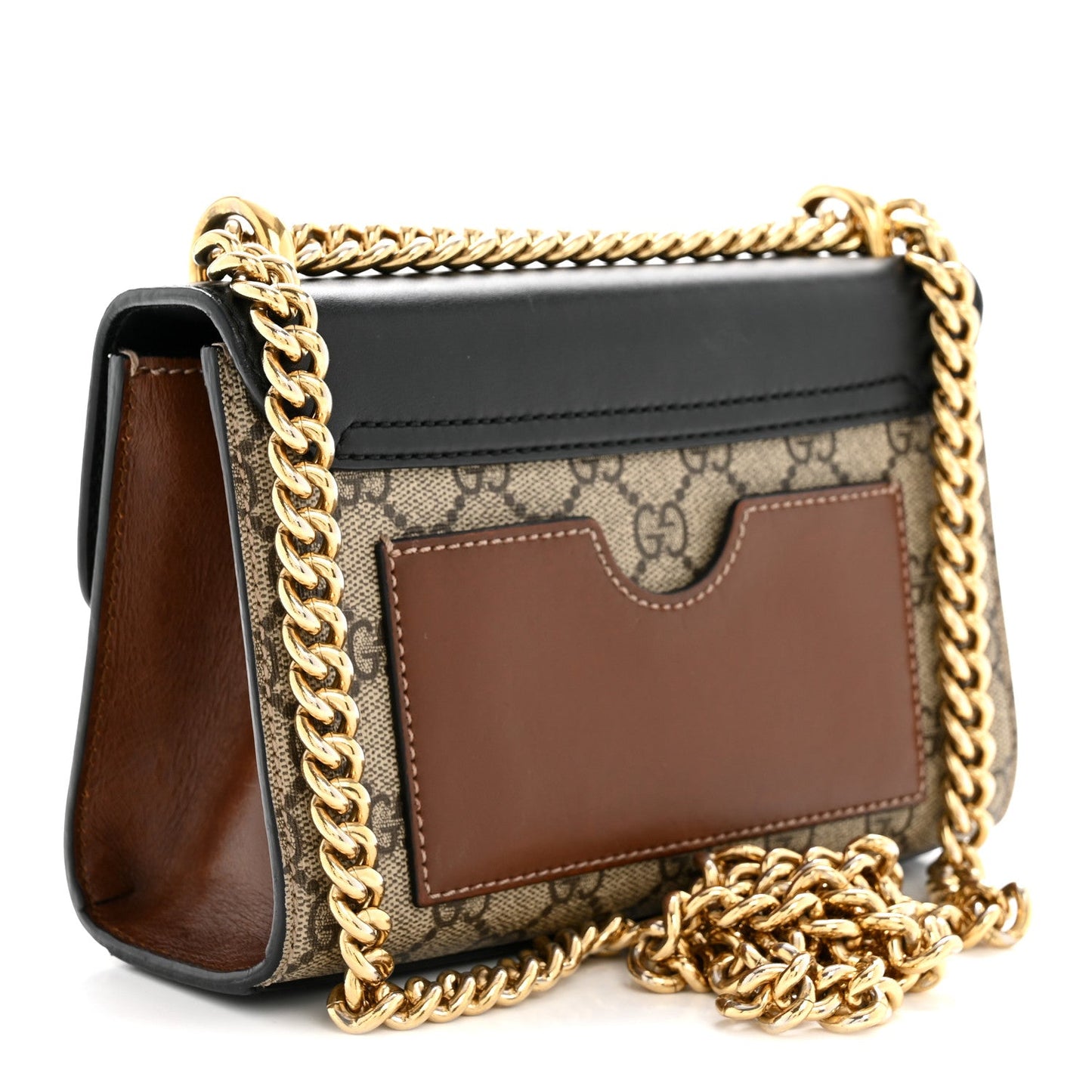 GG Supreme Monogram Calfskin Small Padlock Shoulder Bag Beige Black Cuir