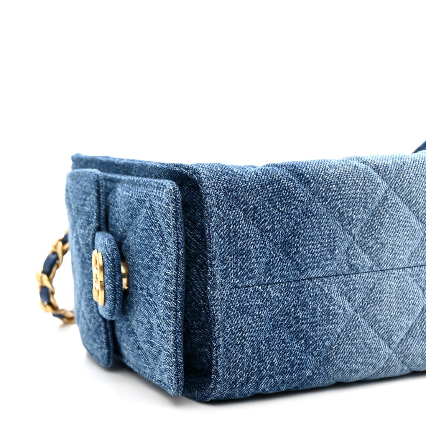 Washed Denim Quilted Mini Chanel 25 Handbag Blue