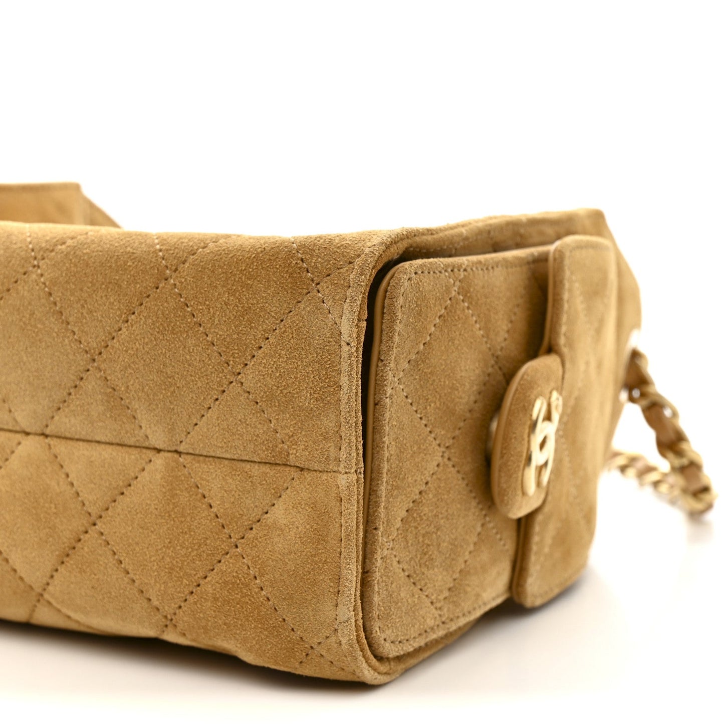 Suede Quilted Mini Chanel 25 Handbag Beige