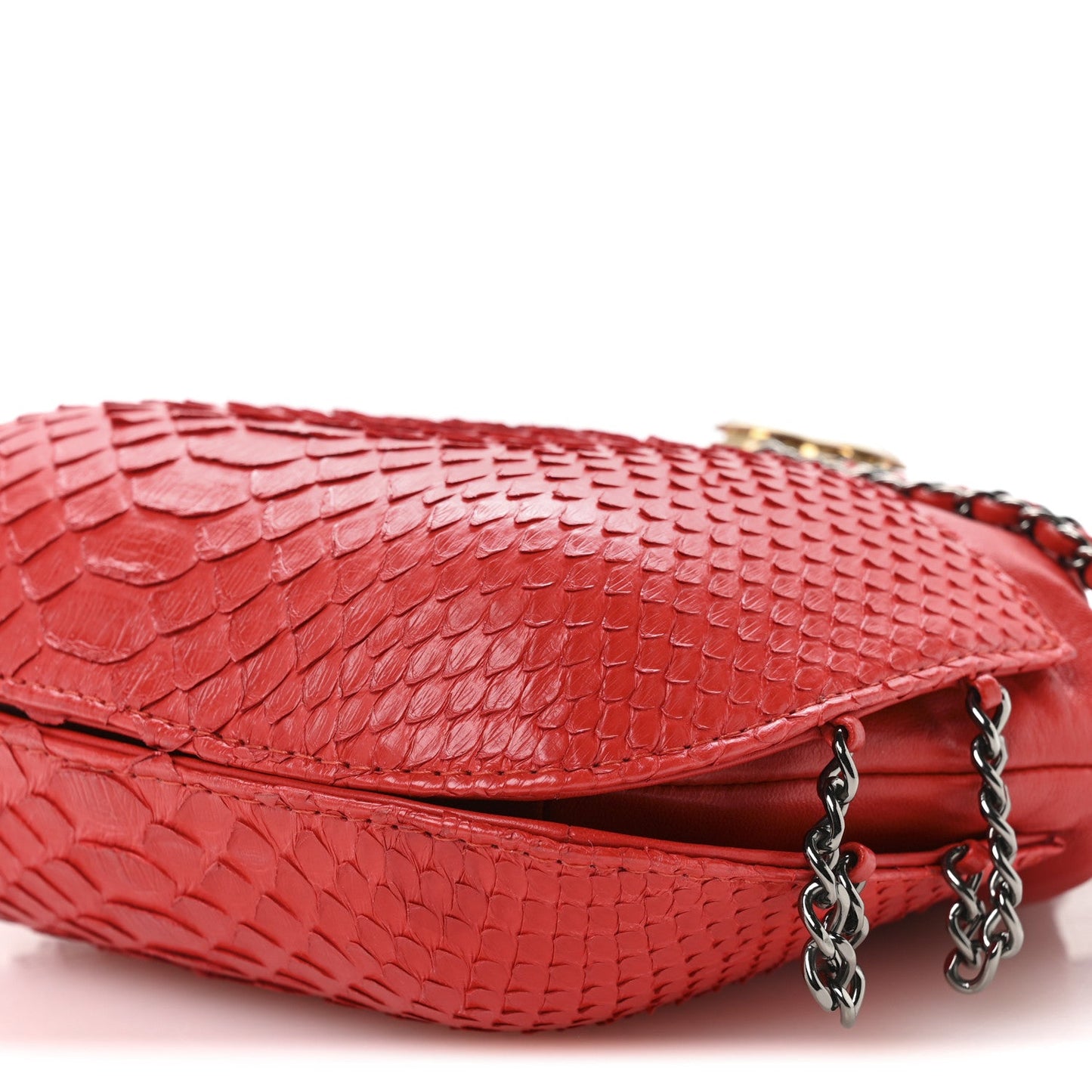 Snakeskin Calfskin Gabrielle Bucket Red