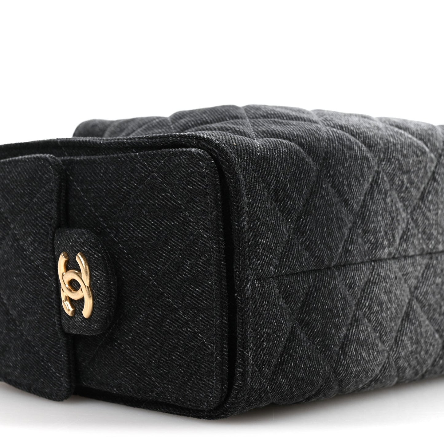 Washed Denim Quilted Mini Chanel 25 Handbag Black