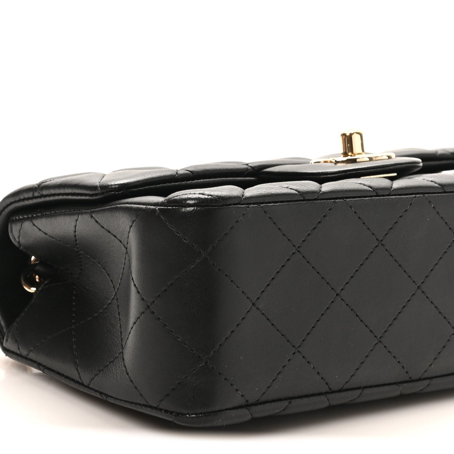 Lambskin Quilted Mini Rectangular Flap Black
