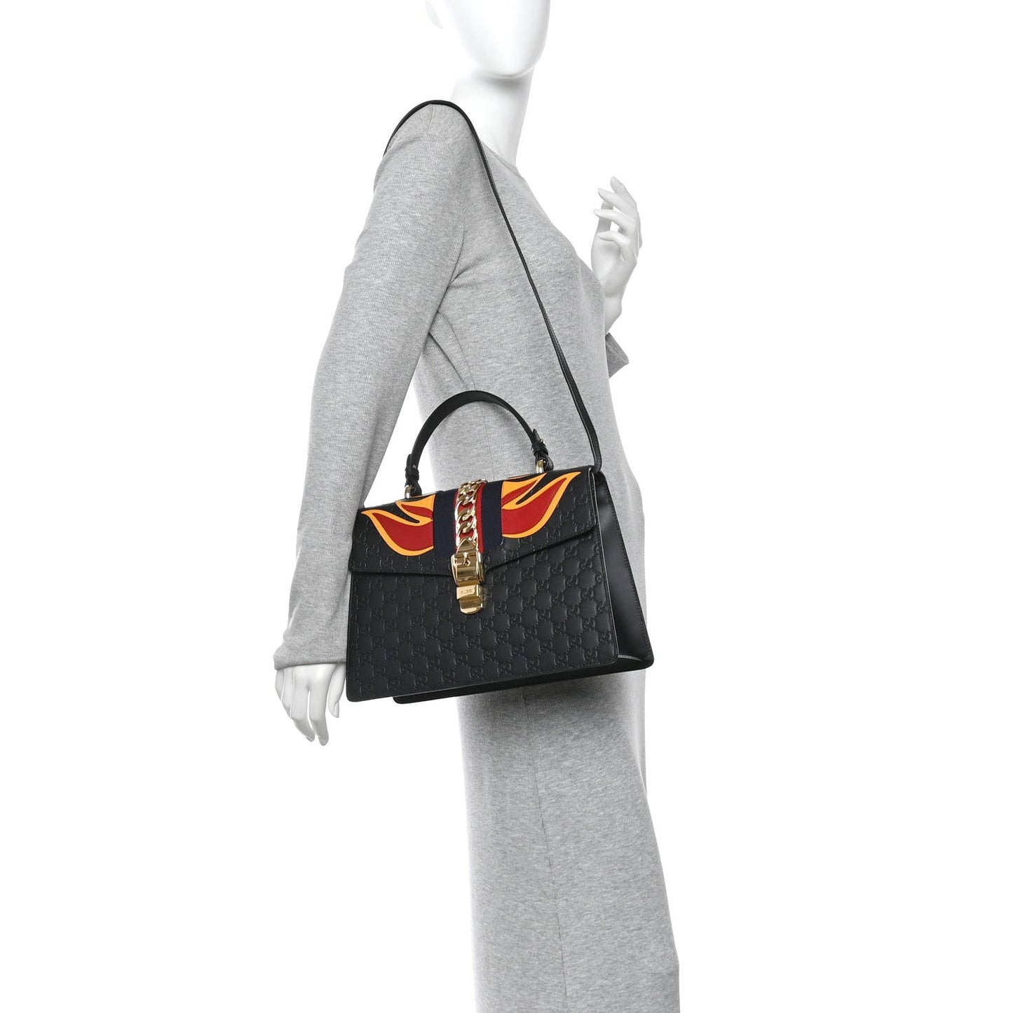 Guccissima Signature Medium Sylvie Top Handle Bag Black