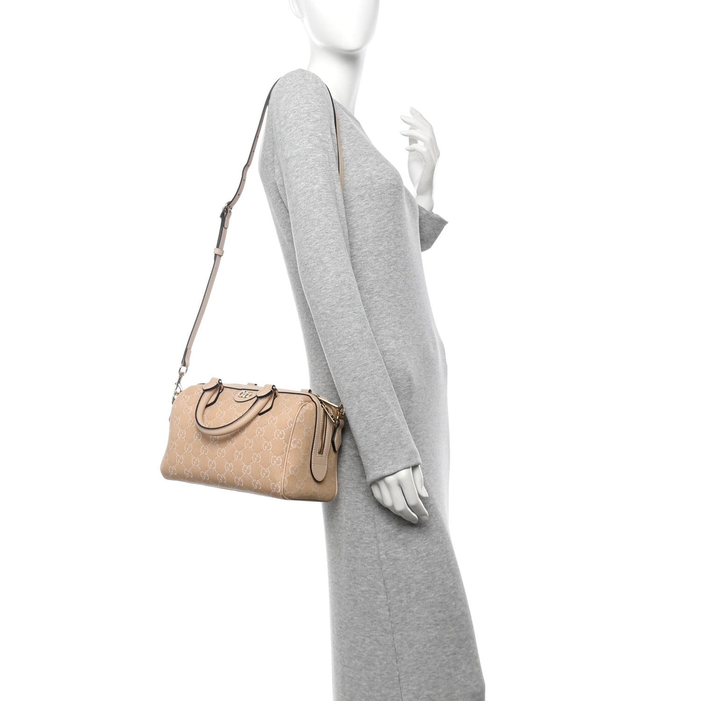Summer Denim Calfskin GG Monogram Small Ophidia Top Handle Bag Souffle Rose
