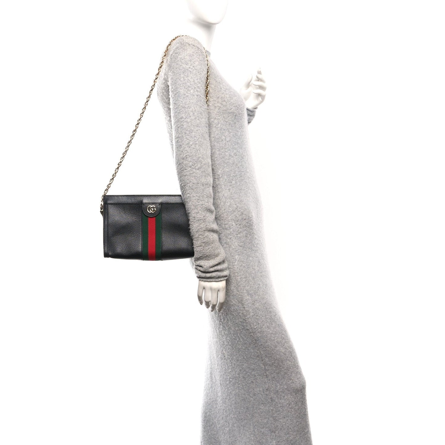 Calfskin GG Web Small Ophidia Chain Shoulder Bag Black