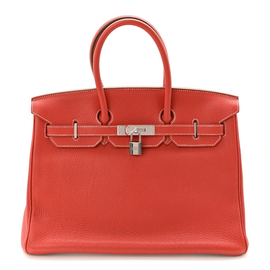 Taurillon Clemence Eclat Birkin 35 Sanguine White