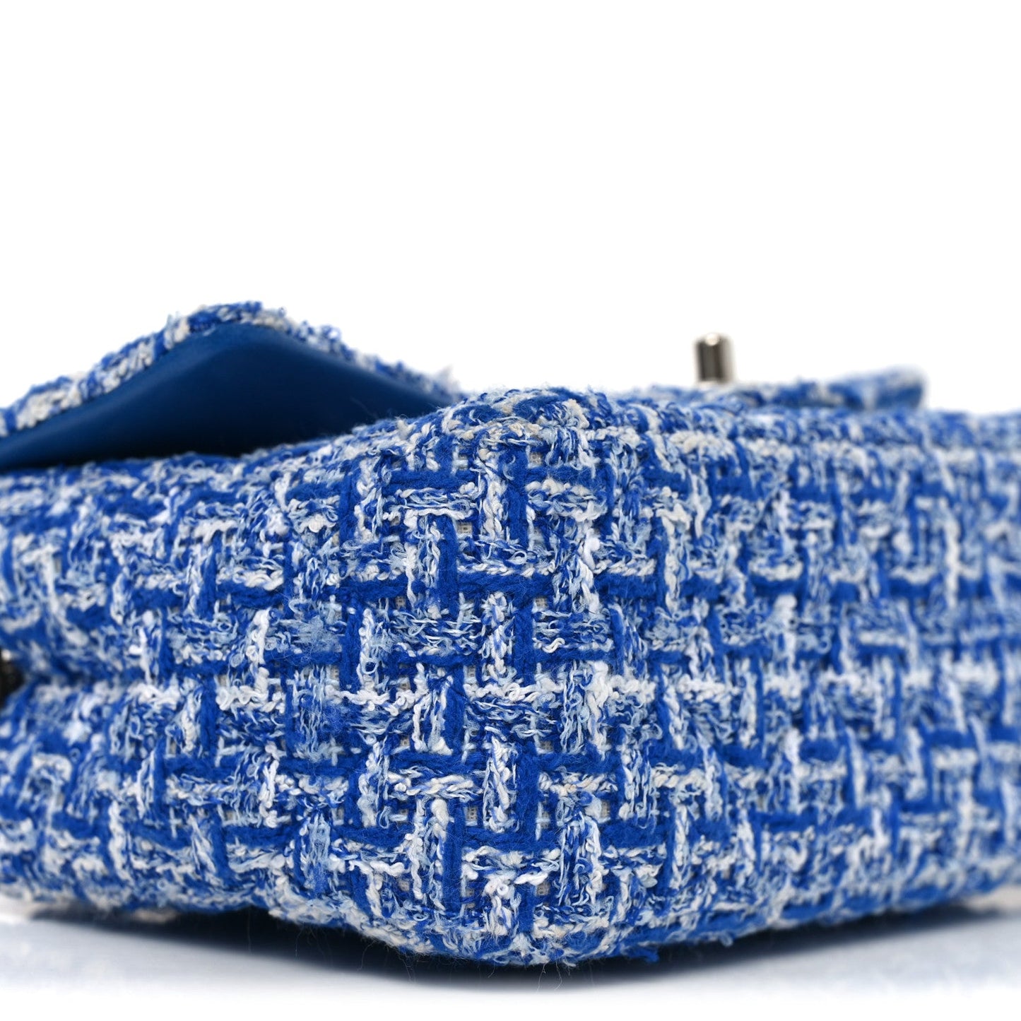 Tweed Quilted Mini Rectangular Flap Blue White