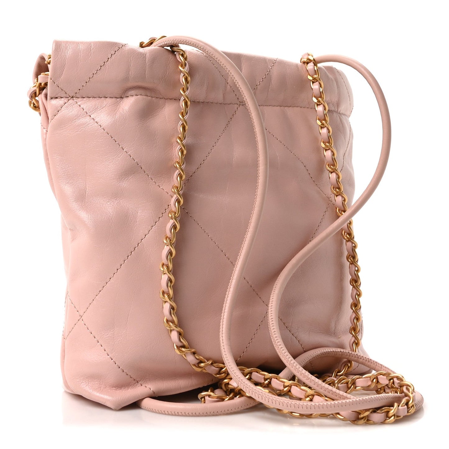 Shiny Calfskin Quilted Mini Chanel 22 Light Pink