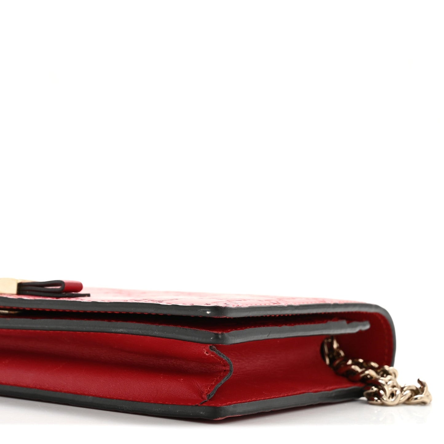 Guccissima Signature Bowy Chain Wallet Hibiscus Red