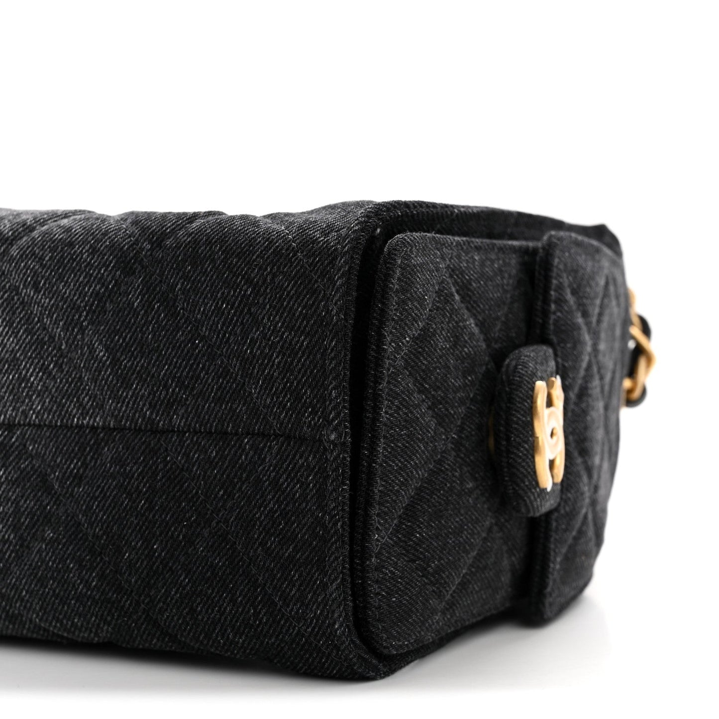Washed Denim Quilted Mini Chanel 25 Handbag Black