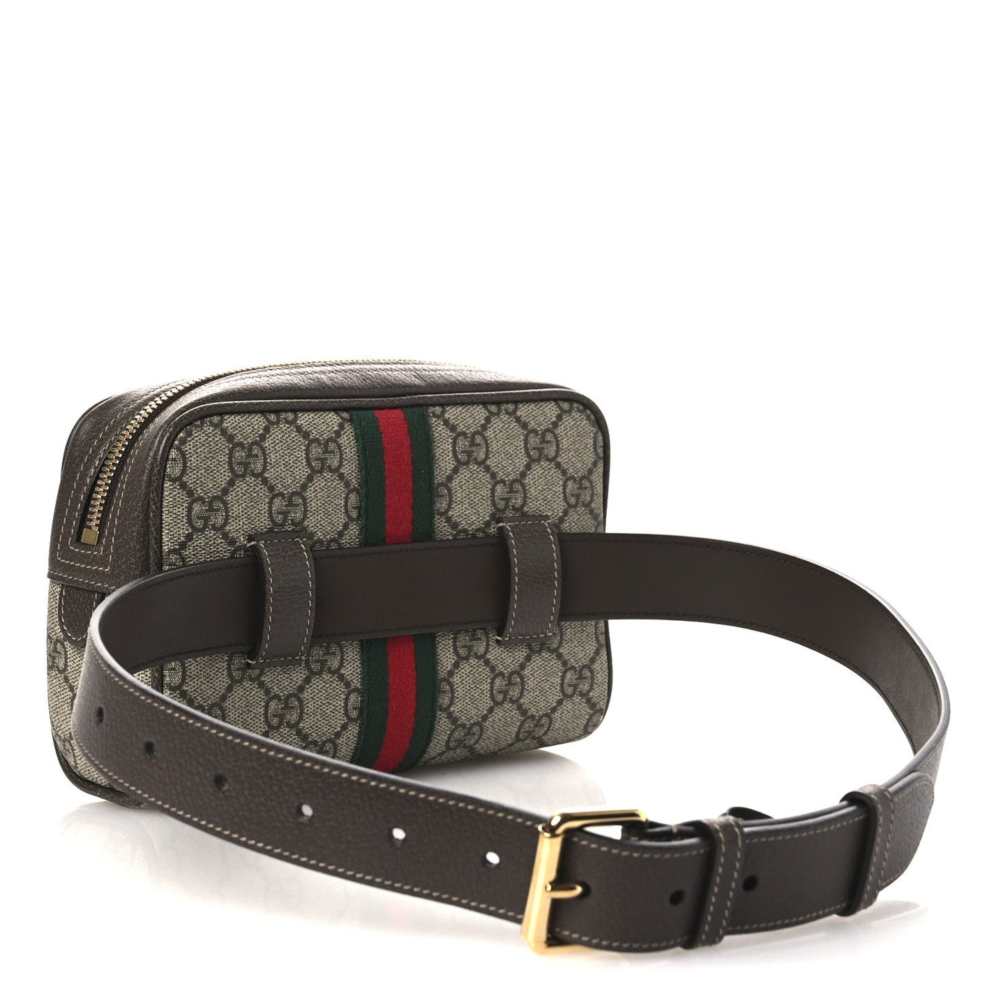 GG Supreme Monogram Web Small Ophidia Belt Bag 75 30 Dark Brown