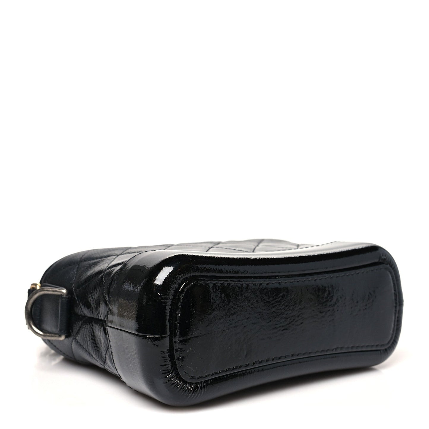 Patent Goatskin Quilted Small Gabrielle Hobo Black