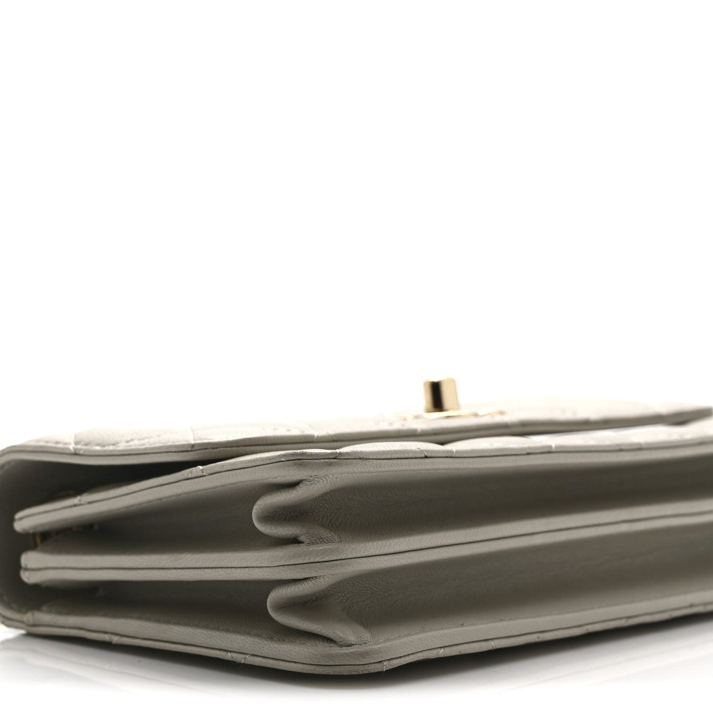 Lambskin Quilted Trendy CC Dual Handle Clutch With Chain Grey