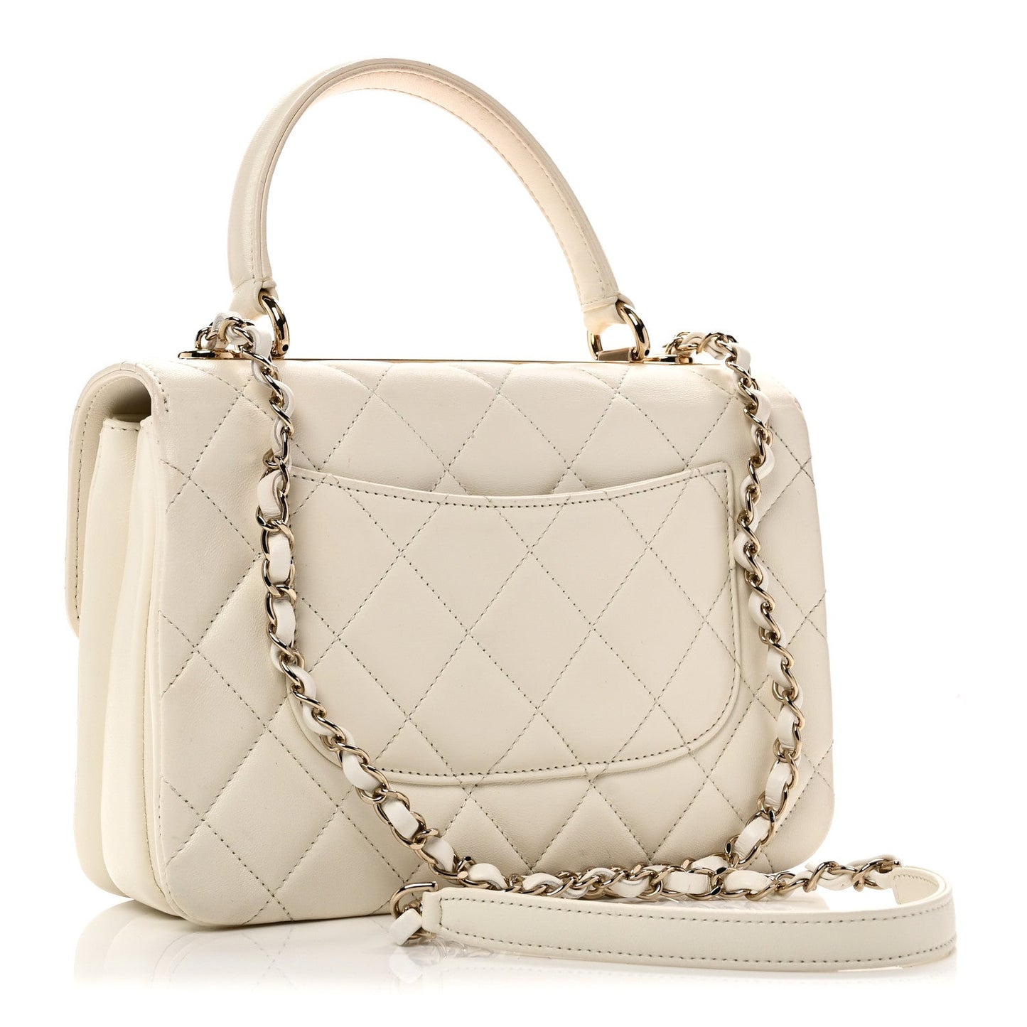 Lambskin Quilted Small Trendy CC Dual Handle Flap Bag White