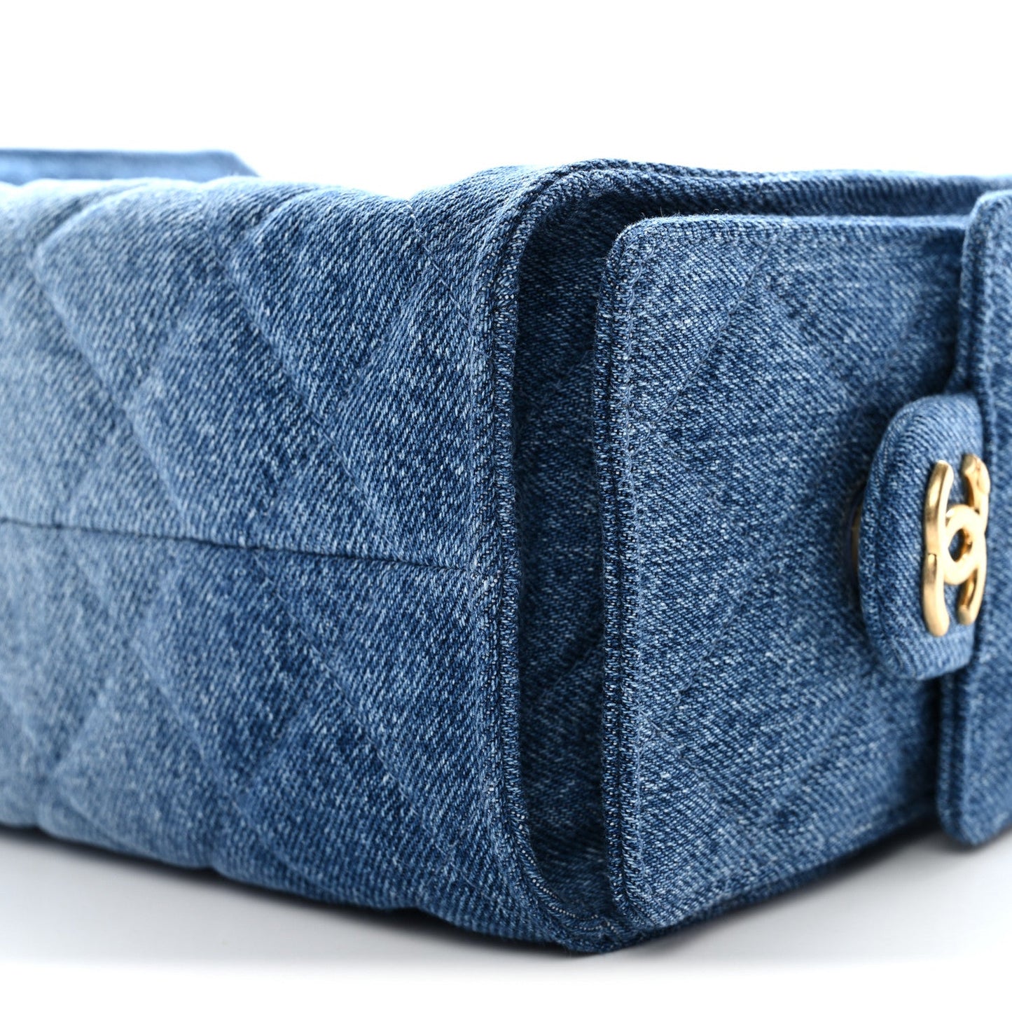 Washed Denim Quilted Mini Chanel 25 Handbag Blue