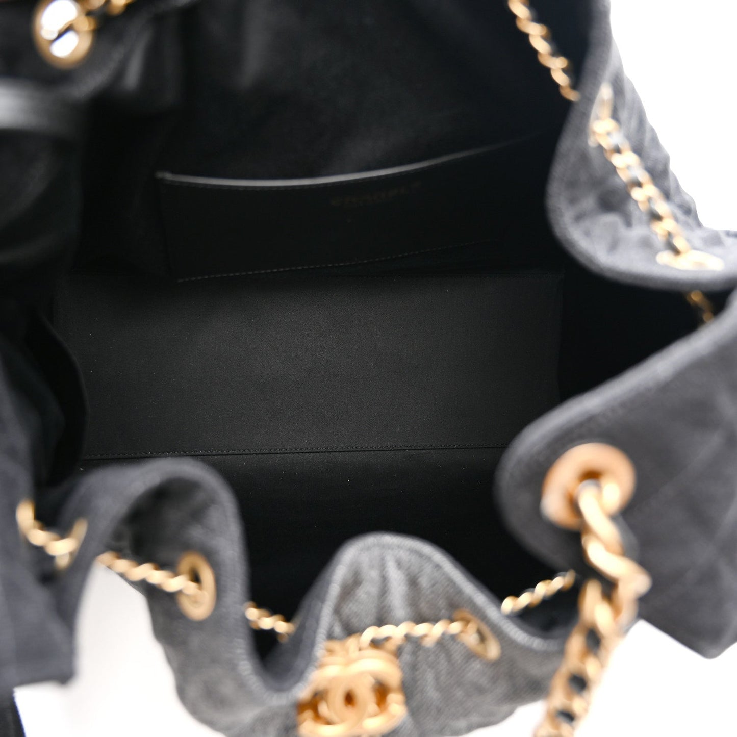 Washed Denim Quilted Large Chanel 25 Handbag Black