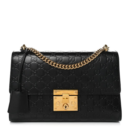 Guccissima Medium Padlock Shoulder Bag Black