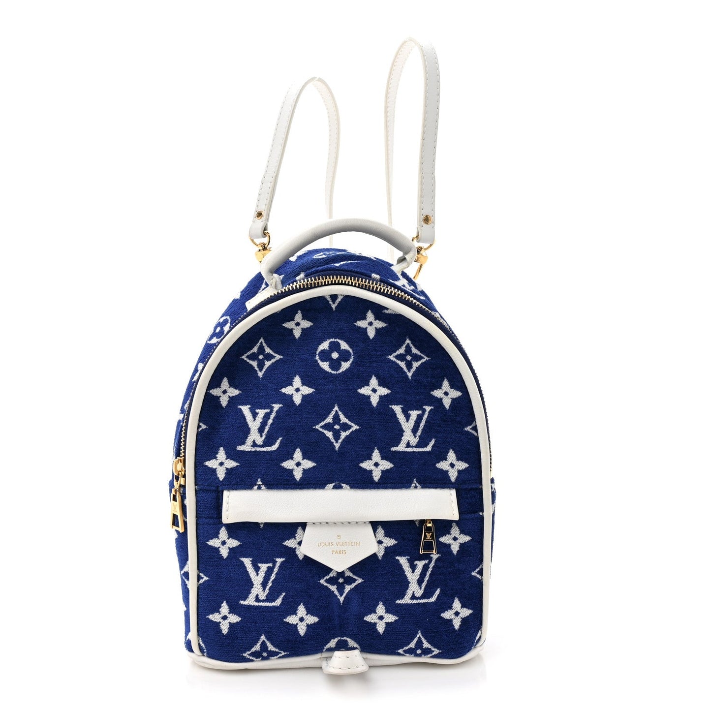 Jacquard Velvet Monogram Palm Springs Backpack Mini Blue