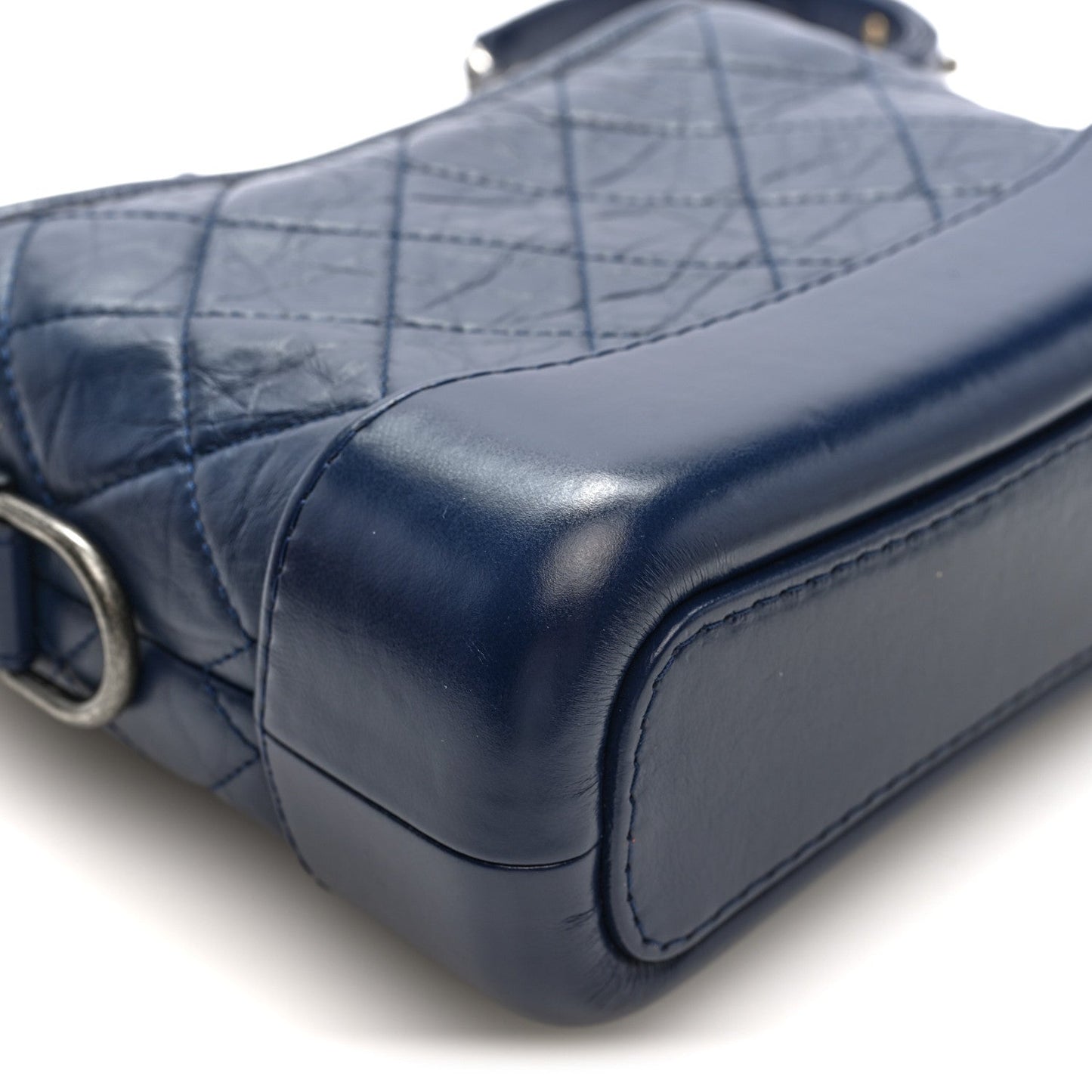Aged Calfskin Quilted Small Gabrielle Hobo Navy