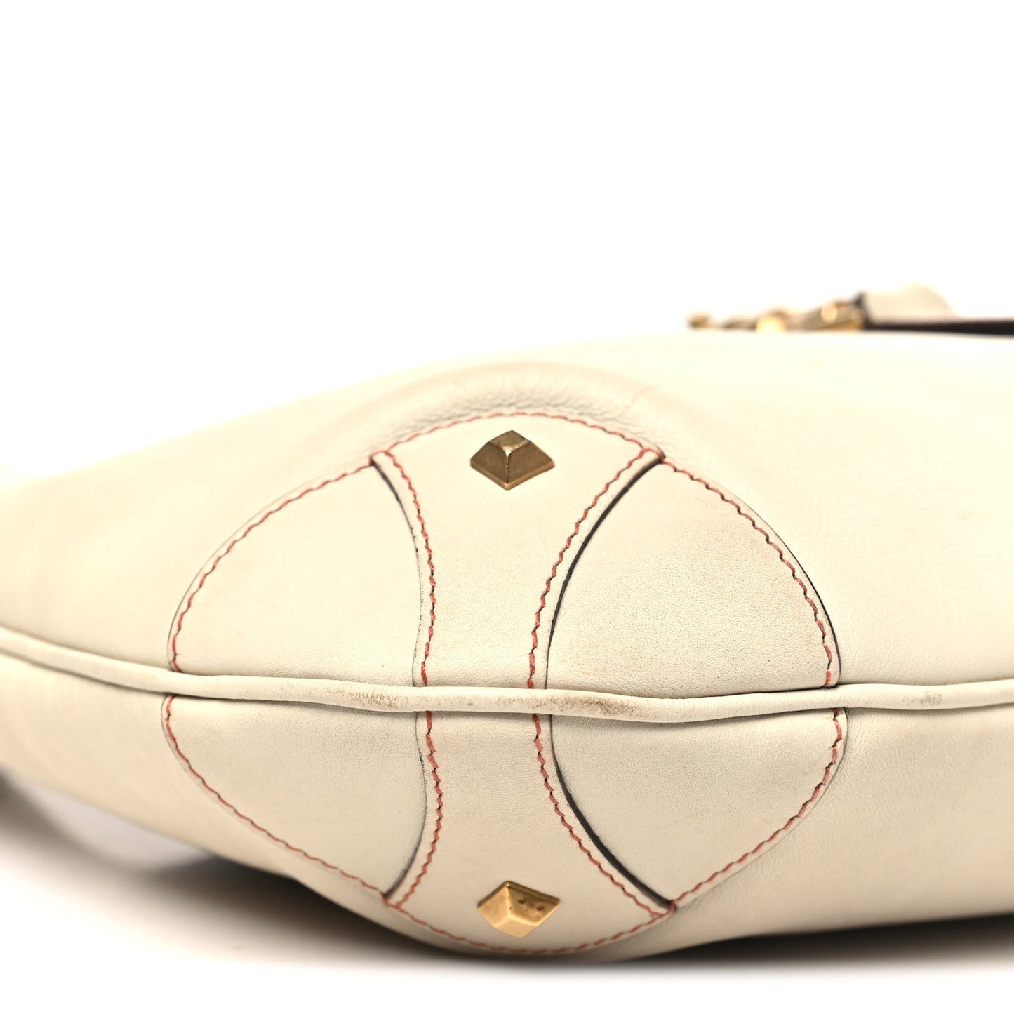 Calfskin Piston Lock Jackie O Hobo White