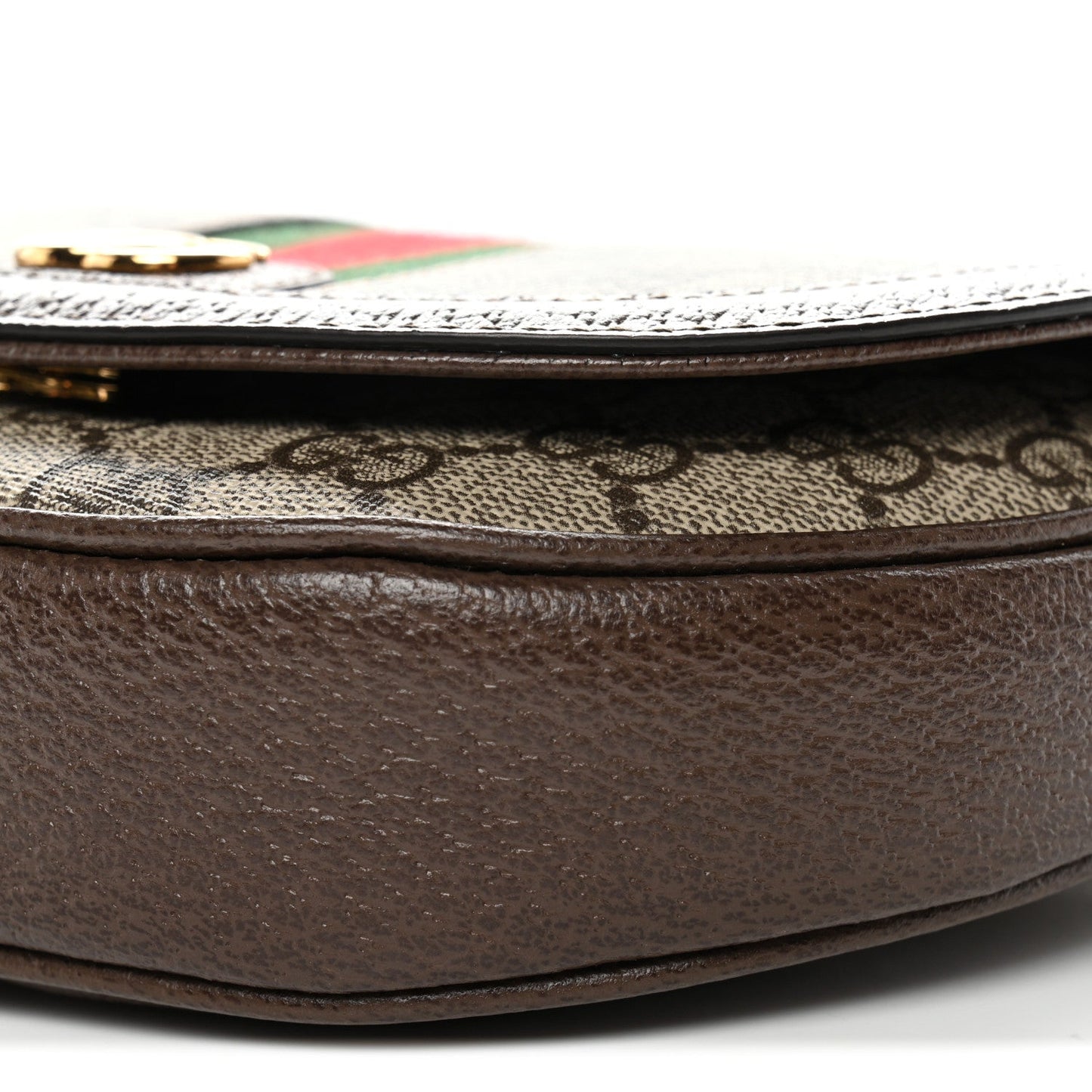 GG Supreme Monogram Textured Dollar Calfskin Web Mini Ophidia Flap Shoulder Bag Beige Ebony New Acero