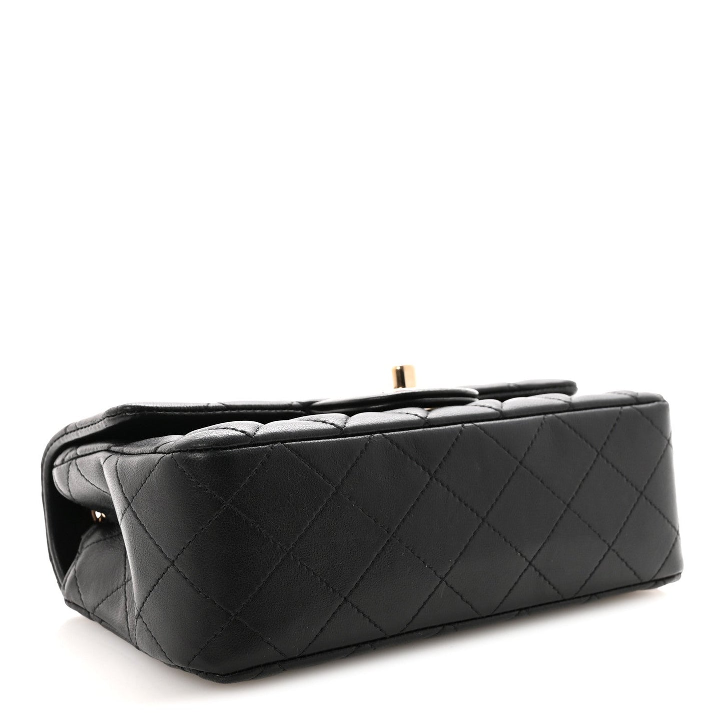 Lambskin Quilted Mini Rectangular Flap Black